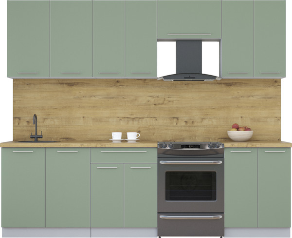 Изображение товара Кухонный гарнитур Интерлиния Мила Пластик 2.6 А (полынь/полынь/дуб бунратти)