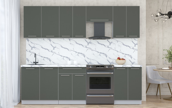 Изображение товара Кухонный гарнитур Интерлиния Мила Пластик 2.6 А (шторм/шторм/белый гранит)