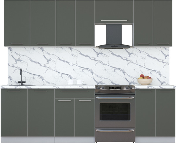 Изображение товара Кухонный гарнитур Интерлиния Мила Пластик 2.6 А (шторм/шторм/белый гранит)