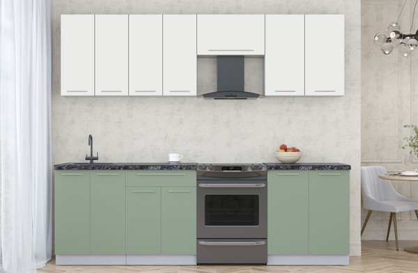 Изображение товара Кухонный гарнитур Интерлиния Мила Пластик 2.5 А (зефирный/полынь/кастилло темный)