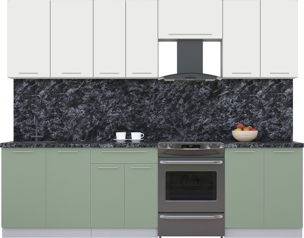 Изображение товара Кухонный гарнитур Interline Мила Пластик 2.7 А (зефирный/полынь/кастилло темный)