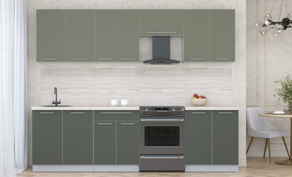 Изображение товара Кухонный гарнитур Interline Мила Пластик 2.7 А (кварцевый/шторм/травертин серый)