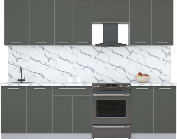 Изображение товара Кухонный гарнитур Interline Мила Пластик 2.7 А (шторм/шторм/белый гранит)