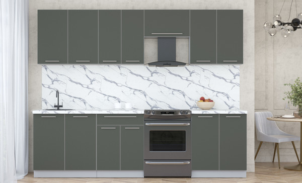 Изображение товара Кухонный гарнитур Interline Мила Пластик 2.7 А (шторм/шторм/белый гранит)