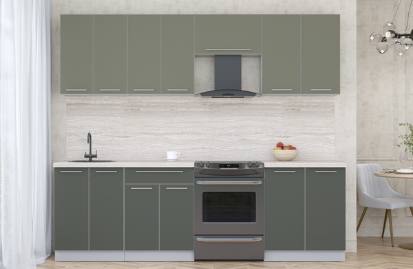 Изображение товара Кухонный гарнитур Interline Мила Пластик 2.5 А (кварцевый/шторм/травертин серый)