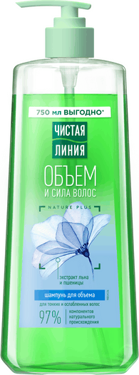 Изображение товара Шампунь для волос Чистая Линия Объем и сила для тонких и ослабленных волос пшеница (750мл)
