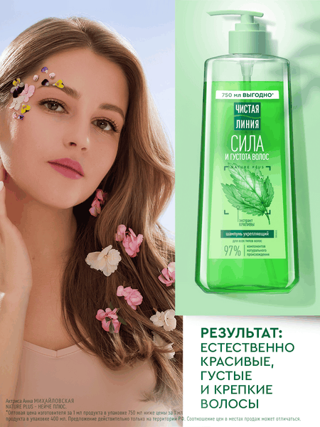 Изображение товара Шампунь для волос Чистая Линия Крапива укрепляющий для всех типов волос (750мл)