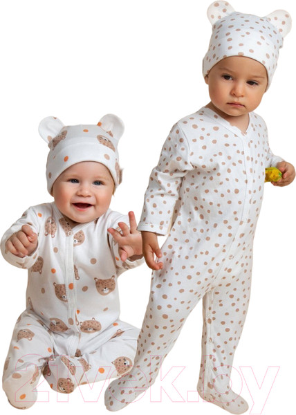 Изображение товара Комплект одежды для малышей Amarobaby Nature / AB-OD23-3101N/8485-80 (горошек/леопарды, р.80-86)