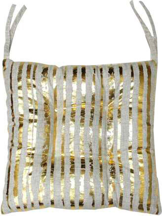 Изображение товара Подушка на стул MATEX Luxury Line. Вертикальные полосы / 44-109 (светло-серый/светло-золотистый)