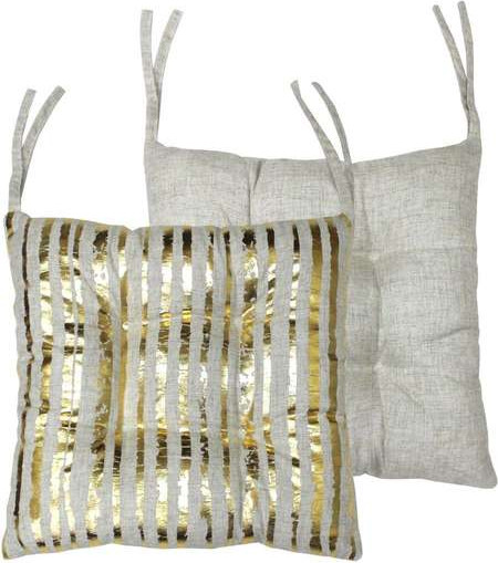 Изображение товара Подушка на стул MATEX Luxury Line. Вертикальные полосы / 44-109 (светло-серый/светло-золотистый)