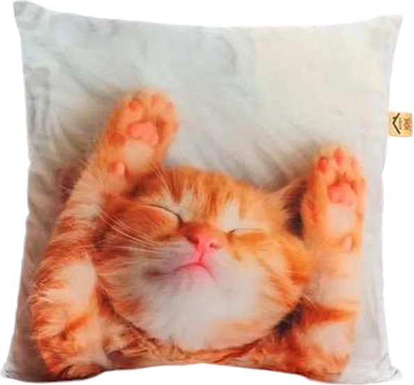 Изображение товара Подушка декоративная MATEX Fantasy Line. Рыжий кот спит / 31-116 (оранжевый/розовый/белый)
