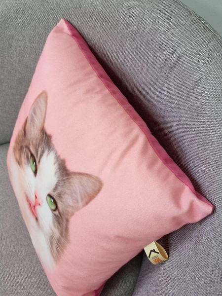 Изображение товара Подушка декоративная MATEX Fantasy Animals. Розовый кот / 58-823 (розовый/белый/коричневый)