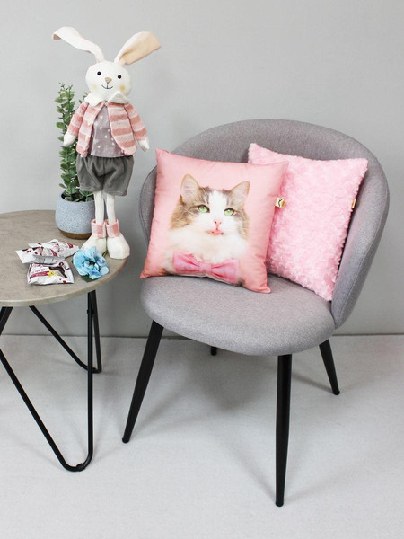 Изображение товара Подушка декоративная MATEX Fantasy Animals. Розовый кот / 58-823 (розовый/белый/коричневый)