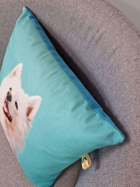 Изображение товара Подушка декоративная MATEX Fantasy Animals. Самоед / 58-830 (бирюзовый/белый/розовый)