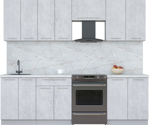 Изображение товара Кухонный гарнитур Интерлиния Мила Пластик 2.5 А (оксид светлый/оксид светлый/серый каспий)