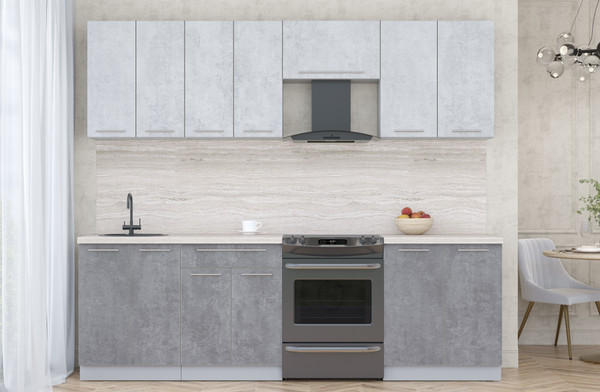 Изображение товара Кухонный гарнитур Интерлиния Мила Пластик 2.5 А (оксид светлый/оксид темный/травертин серый)