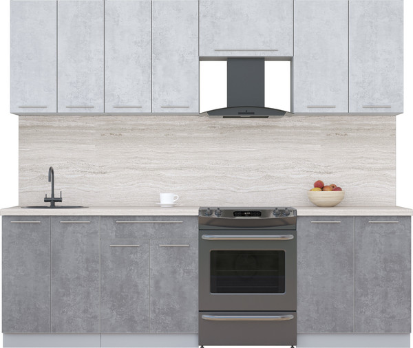 Изображение товара Кухонный гарнитур Интерлиния Мила Пластик 2.5 А (оксид светлый/оксид темный/травертин серый)