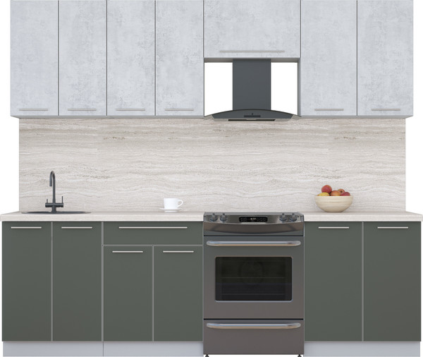 Изображение товара Кухонный гарнитур Интерлиния Мила Пластик 2.5 А (оксид светлый/шторм/травертин серый)