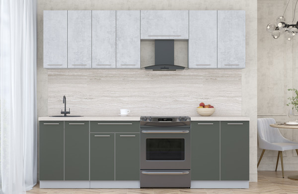 Изображение товара Кухонный гарнитур Интерлиния Мила Пластик 2.5 А (оксид светлый/шторм/травертин серый)