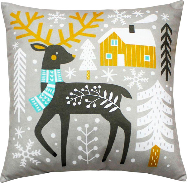 Изображение товара Подушка декоративная MATEX Winter. Сканди олень / 57-932 (светло-серый/коричневый)