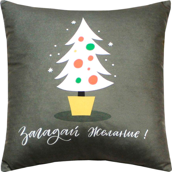 Изображение товара Подушка декоративная MATEX Winter. Елка на сером / 58-052 (серый/белый/красный)