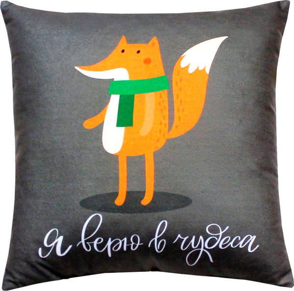 Изображение товара Подушка декоративная MATEX Winter. Лиса на сером / 58-069 (серый/оранжевый)