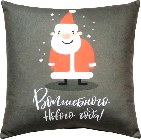 Изображение товара Подушка декоративная MATEX Winter. Дед Мороз на сером / 58-083 (серый/красный)