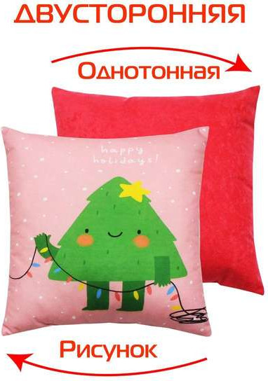 Изображение товара Подушка декоративная MATEX Winter. Елочка / 58-113 (зеленый/розовый)