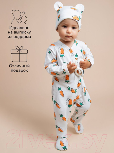 Изображение товара Комплект одежды для малышей Amarobaby Nature / AB-OD23-3101N/0587-68 (оранжевый/морковки, р.68-74)