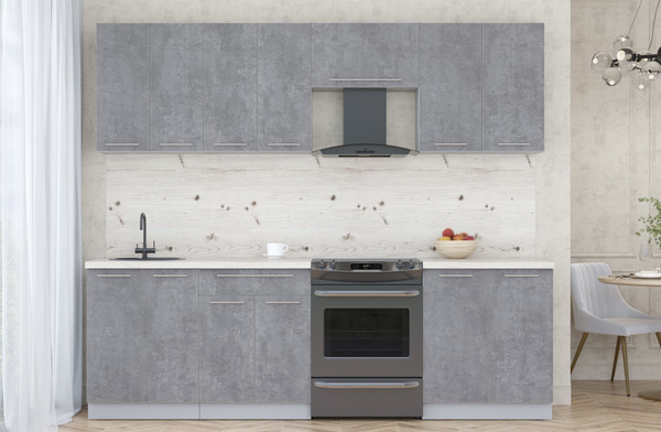 Изображение товара Кухонный гарнитур Interline Мила Пластик 2.5 А (оксид темный/оксид темный/бискайская сосна)