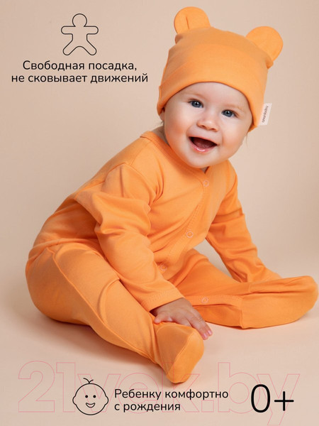 Изображение товара Комплект одежды для малышей Amarobaby Nature / AB-OD23-3101N/0587-74 (оранжевый/морковки, р.74-80)