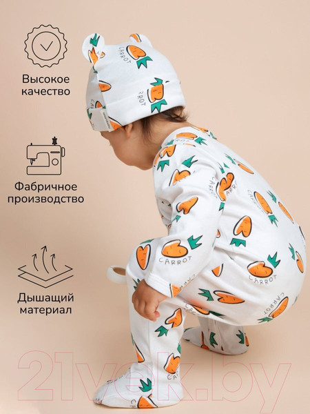 Изображение товара Комплект одежды для малышей Amarobaby Nature / AB-OD23-3101N/0587-74 (оранжевый/морковки, р.74-80)