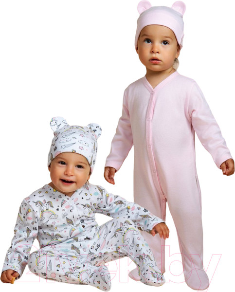 Изображение товара Набор комбинезонов для малышей Amarobaby Nature / AB-OD23-3101N/0680-68 (розовый/единороги, р.68-74)