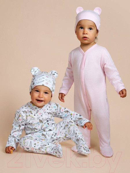 Изображение товара Набор комбинезонов для малышей Amarobaby Nature / AB-OD23-3101N/0680-68 (розовый/единороги, р.68-74)