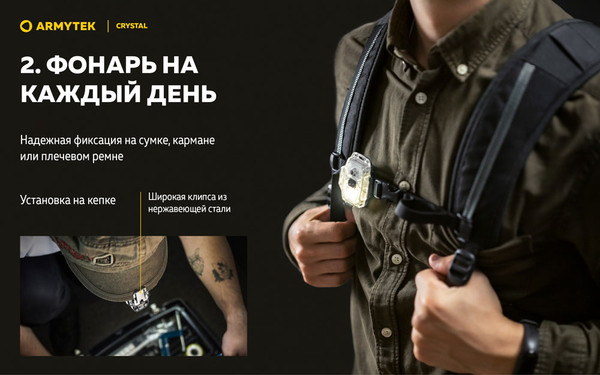 Изображение товара Фонарь Armytek Crystal USB-C / F07102G (серый)