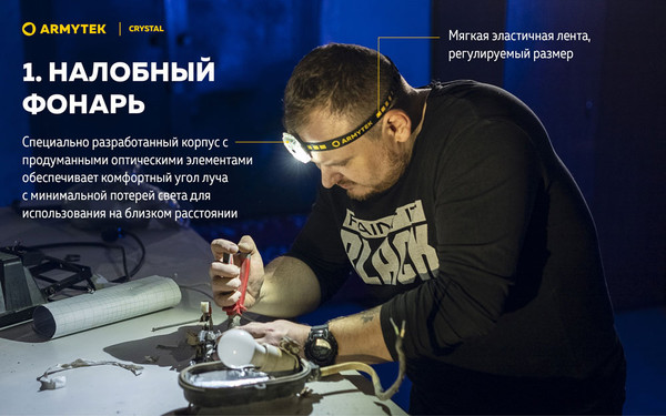 Изображение товара Фонарь Armytek Crystal USB-C / F07102G (серый)