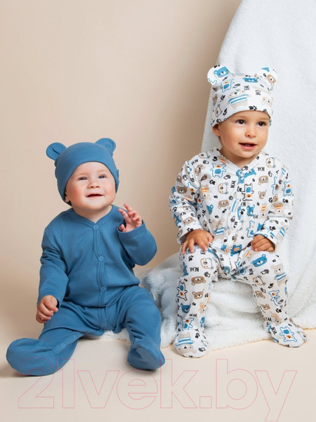 Изображение товара Комплект одежды для малышей Amarobaby Nature / AB-OD23-3101N/2082-74 (синий/мишки, р.74-80)