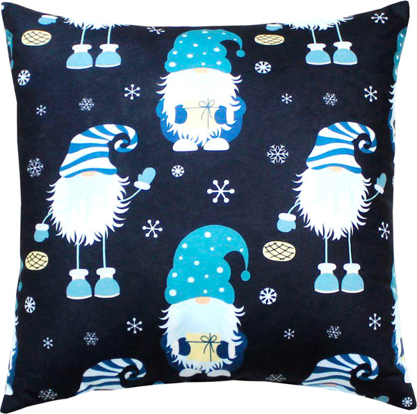 Изображение товара Подушка декоративная MATEX Winter. Гномики на синем / 58-410 (синий/голубой)