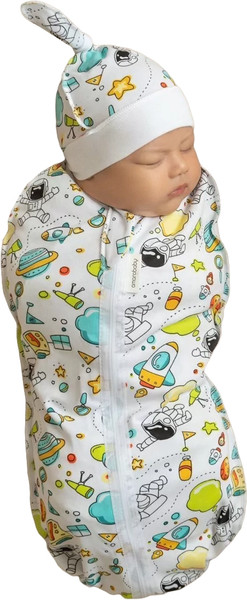 Изображение товара Пеленка-кокон детская Amarobaby Soft Hugs Космос / AMARO-5701SH2-CO-68 (р.68-74)