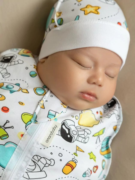 Изображение товара Пеленка-кокон детская Amarobaby Soft Hugs Космос / AMARO-5701SH2-CO-68 (р.68-74)
