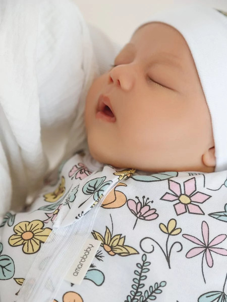 Изображение товара Пеленка-кокон детская Amarobaby Soft Hugs Цветы / AMARO-5701SH2-CV-68 (р.68-74)