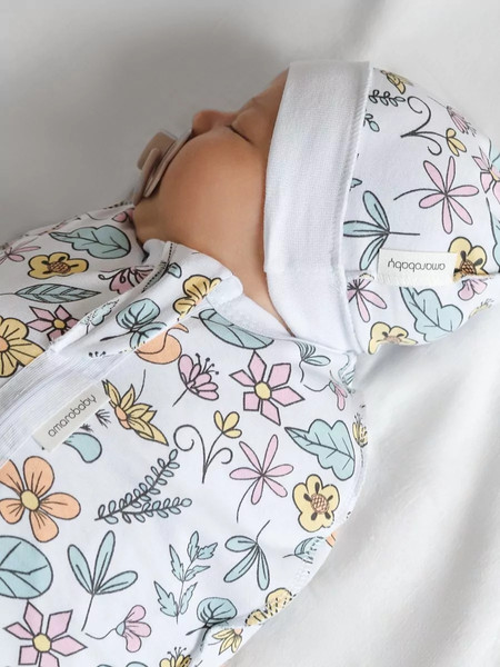 Изображение товара Пеленка-кокон детская Amarobaby Soft Hugs Цветы / AMARO-5701SH2-CV-68 (р.68-74)