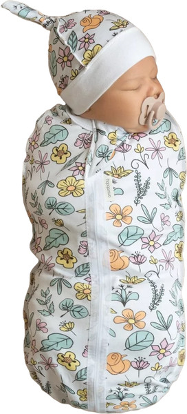 Изображение товара Пеленка-кокон детская Amarobaby Soft Hugs Цветы / AMARO-5701SH2-CV-68 (р.68-74)