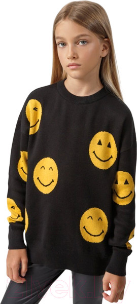 Изображение товара Свитер детский Amarobaby Happy / AB-OD24-HAPPY26/09-146 (черный, р.146)