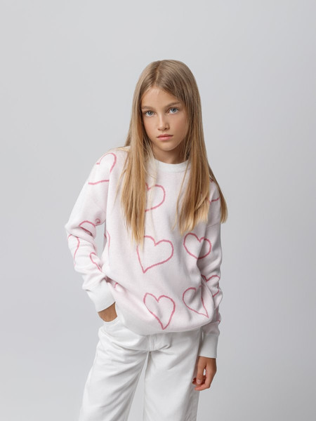 Изображение товара Свитер детский Amarobaby Heart / AB-OD24-H26/33-122 (молочный, р.122)