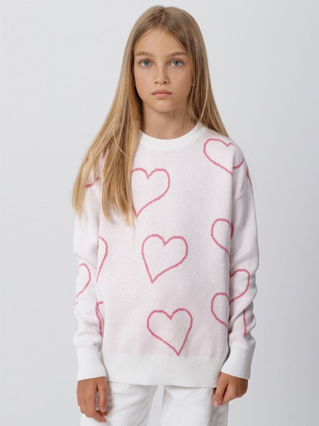 Изображение товара Свитер детский Amarobaby Heart / AB-OD24-H26/33-128 (молочный, р.128)