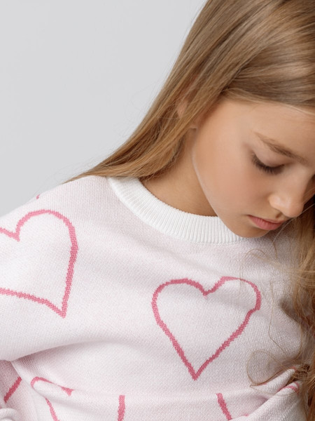 Изображение товара Свитер детский Amarobaby Heart / AB-OD24-H26/33-128 (молочный, р.128)
