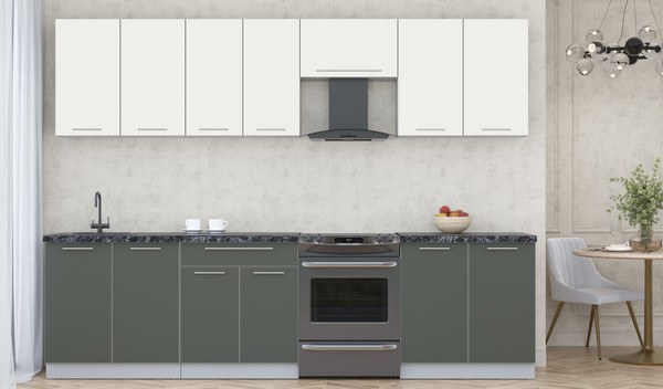 Изображение товара Кухонный гарнитур Interline Мила Пластик 2.9 А (зефирный/шторм/кастилло темный)