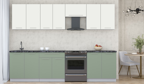 Изображение товара Кухонный гарнитур Interline Мила Пластик 2.9 А (зефирный/полынь/кастилло темный)