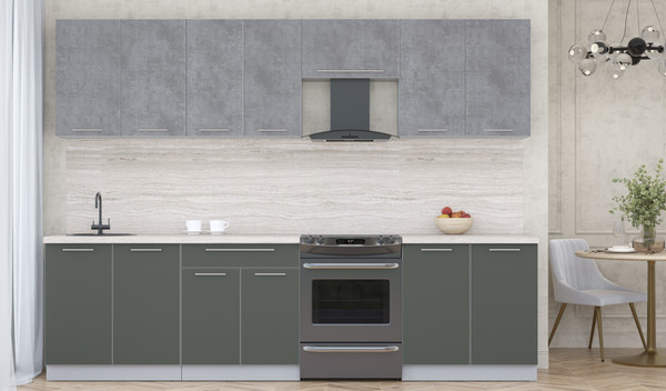 Изображение товара Кухонный гарнитур Interline Мила Пластик 2.9 А (оксид темный/шторм/травертин серый)